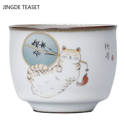 Retro ru cln keramikas tējas tējas kafijas tases ar rokām darināts tējas bļodas ķīniešu tējas komplekts aksesuāri Master Teacup dzērienu piederumi 100 ml
