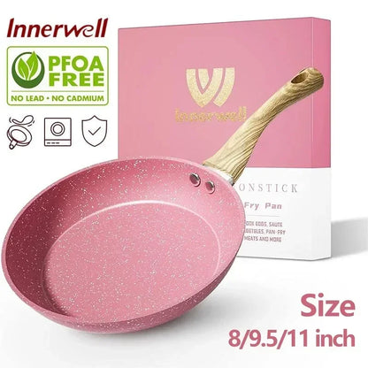 Innerwell Frying Pan 8/9.5/10/11inch Nonstick Toxin Free Cookware Breakfast Steak Fried Egg Skillets Kitchen Gourmet Cooking Pot