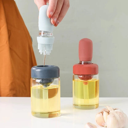 Bottiglia di olio da cucina portatile Controllo del pennello in silicone quantitativo con bottiglia spray per barbecue per distributore di olio da forno per cuocere barbecue