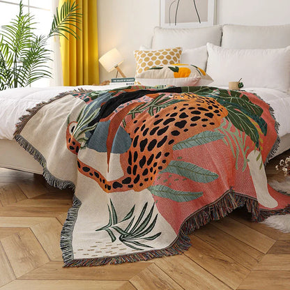 Kvinder leopard kast tæppe multifunktion strand sofa dækker cobertor kvassel støv dækning aircondition tæpper til seng deeken