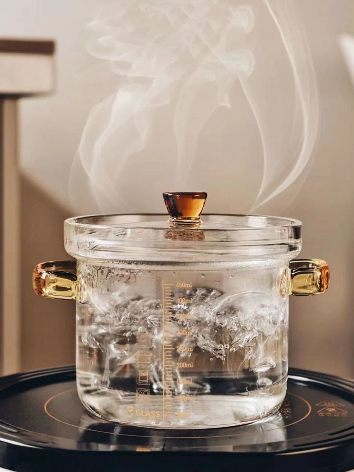 Tapa de olla de cocción resistente al calor con mango de cocinera de inducción a escala Lindo borosilicato alto Soithpot Kitchen comedor