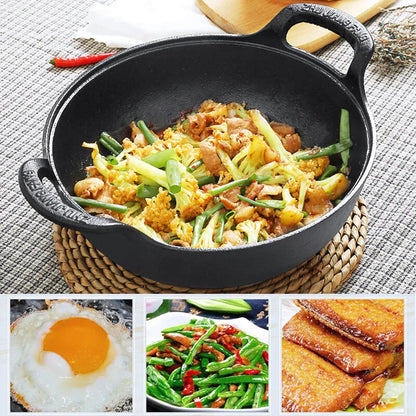 Cast Iron Pot Uncoated And Non Stick wok Casserole kitchen cooking pot cast iron skillet Cookware wok pan fry pan Dropshipping
