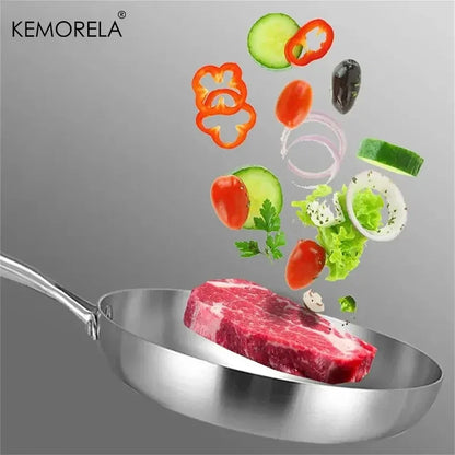 3PCS/Set 304 Stainless Steel Frying Pan NonStick Pan Fried Steak Pot Uncoated Kitchen Cookware For Gas Stove Induction Cooker