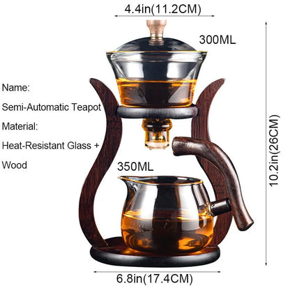 YOMEEI Heat-Resistant Glass Tea Set Magnetic Water Diversion Rotating Cover Bowl Automatic Tea Maker Lazy Kungfu Teapot Drinking