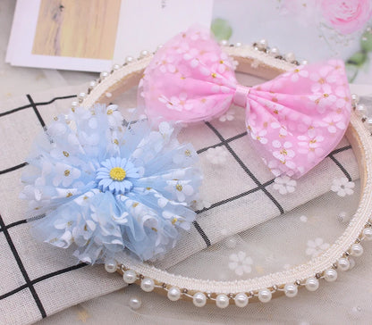 6 cm 5yards Floret tüll százszorszép szalag tekercs diy kézzel készített kézműves haj dísz sütés cseresznyevirágok nyomtatott hálószövetek