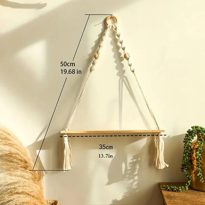 Macrame roikkuu hylly boho seinä sisustus makuuhuone 1 kp: n maalaismainen puu kelluvat hyllyt huoneenhoitajalle kylpyhuone olohuone korkeakoulu