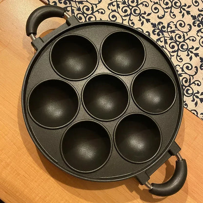 7 Hole Cooking Cake Pan Non-stick Eggs Ring Molds Round Pancake Maker Cake Mold Household Breakfast Egg Cooker Kitchen Cookware