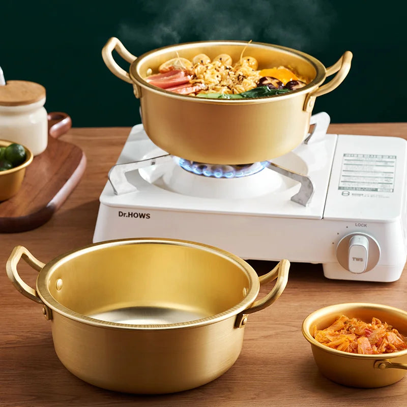 GIANXI Hotpot Korean Mini Military Noodle Pot Cookware Ramen Camping Pot Double Ears With Lid Stockpot Instant Noodles Pot