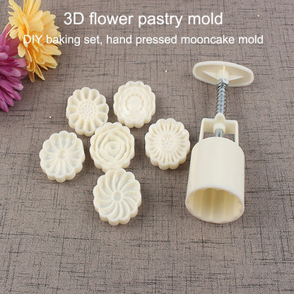 Mooncake Mold Set, 6 Pieces Of 50g Pattern Seal, Suitable For Mid-Autumn Cakes, Diy Cookies, Flower Dessert Making Tools
