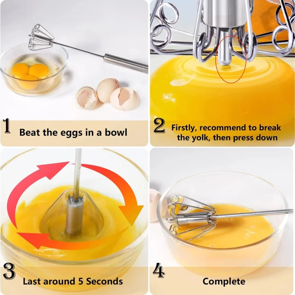 Miscelatore semi-automatico Whisk uova battitore in acciaio inossidabile mixer a mano che gira utensili da cucina miscelatore cucina strumenti di uova