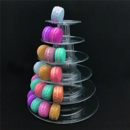 6 Tier Macaroon Pyramid Macaron Tower Display Stand For Macaron Cupcake Fondant Cake Stands Wedding Cake Decoration Kitchen Tool