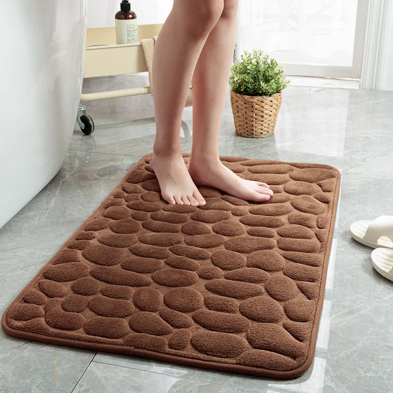 Mat Non-slip Carpets Cobblestone Embossed Bathroom Bath In Wash Basin Bathtub Side Floor Rug Shower Room Doormat Memory Foam