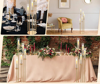 5 Arm 42.5'' Tall Floor Candelabra Gold Candle Holder, Candelabra Centerpieces For Tables, Metal Candlestick Candelabra For Chri