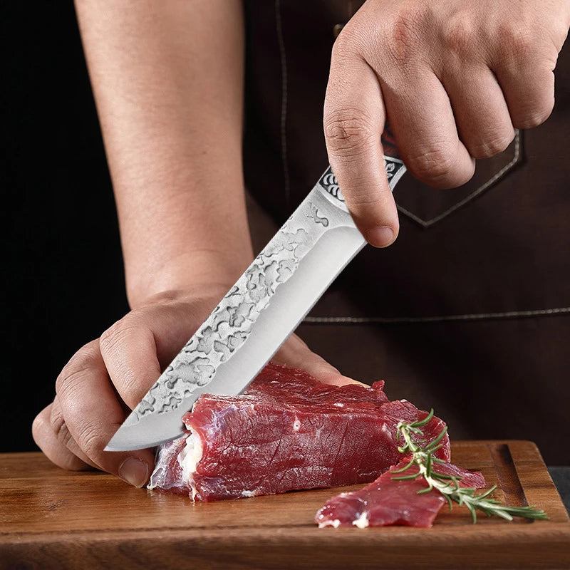 Gesmeed Cleaver Kitchen Chef Mes Roestvrij staal Hand Vlees Vlees Fruit Paring Vissen Draagbare BBQ Butcher Bonning Knife Cover