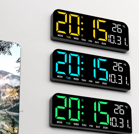 9.0inch Large Digital Wall Clock Temperature and Date Week Display Night Mode Table Alarm Clock 12/24H Electronic LED Clock