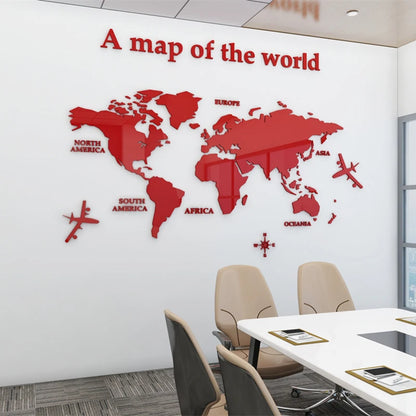 Carte du monde mur 3d Autocollants muraux en acrylique
