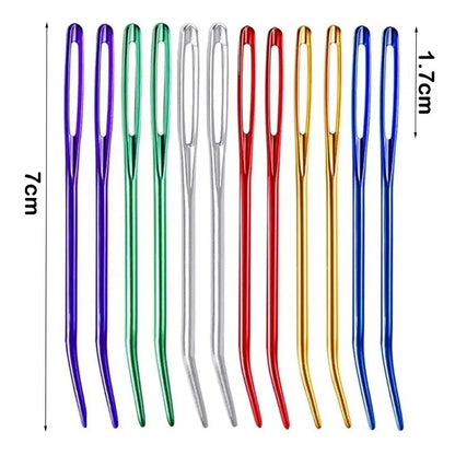 Stickning av garnnålen Set Bent Tip Tapestry Nålar för garn stora ögon trubbiga nålar för handsömning av stickning
