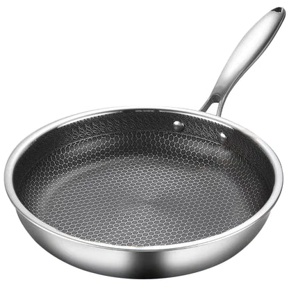 Rustfrit stål wok non stick honningkom dobbeltsidet omrøring pan ikke-stick cookware komfur nonstick stegning til æg