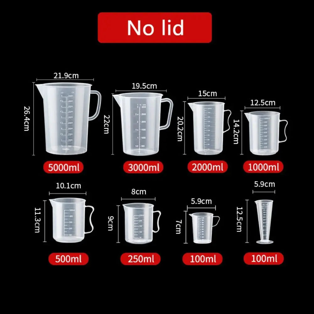 Misurazione graduata in plastica Coppa di grande capacità di laboratorio Becher Clear con cottura da cucina trasparente per miscelazione trasparente