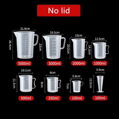 Misurazione graduata in plastica Coppa di grande capacità di laboratorio Becher Clear con cottura da cucina trasparente per miscelazione trasparente
