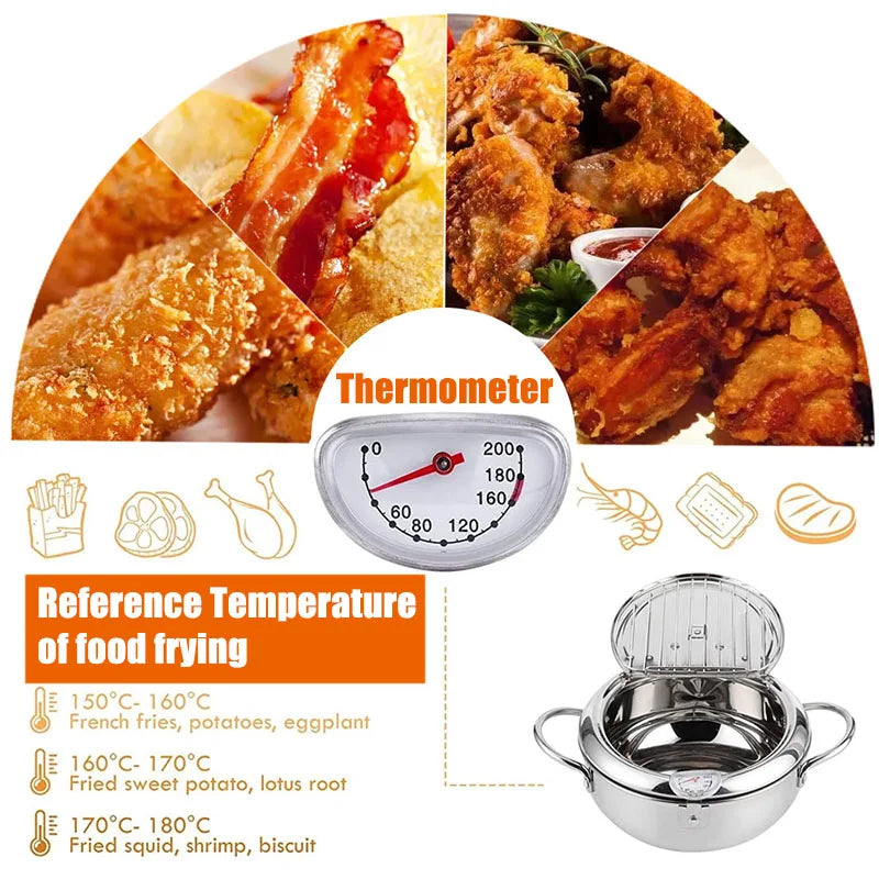 Ιαπωνικό στυλ Tempura Fryer Household Small Fryer Εξοικονόμηση πετρελαίου μίνι Ειδική θερμοκρασία ελεγχόμενη με βαθύ τηγανητό Λάδι Μικρό δοχείο