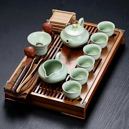 Lila agyag kínai tea csésze szett porcelán vintage egyszerű kung fu luxus teakészlet szűrő juego de te háztartási termékek dg50ts