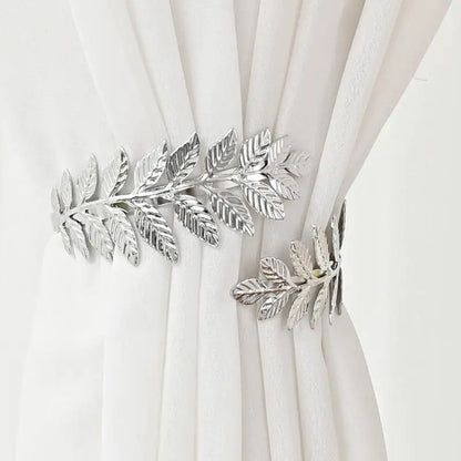 Metal Curtain Tiebacks Creative Leaf Shape Curtains Tie Holder Adjustable Curtain Clip Decorative Drapes Curtain Pull Hook