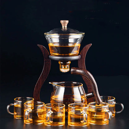 YOMEEI Heat-Resistant Glass Tea Set Magnetic Water Diversion Rotating Cover Bowl Automatic Tea Maker Lazy Kungfu Teapot Drinking