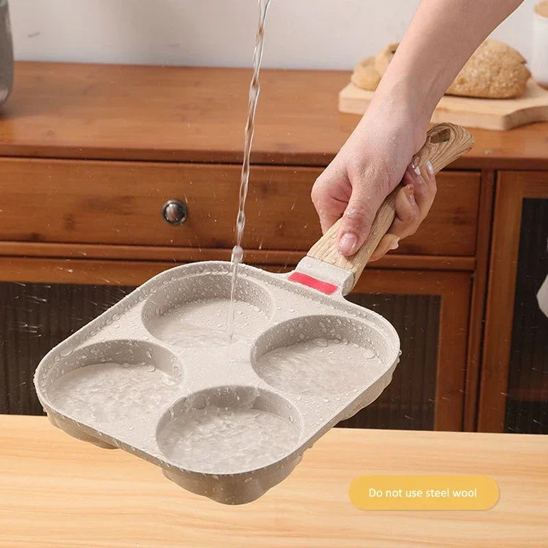 With Cover Four Holes Frying Pan Non-stick Home Breakfast Maifan Stone Omelet Pan Non Stick Egg Pan Kitchen Egg Cooking Cookware