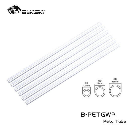 Bykski 6pcs/Lot Water Cooling Pipe PETG / PMMA / Frosted Acrylic Hard Tube OD12mm / OD14mm / OD16mm Transperant 50cm Length