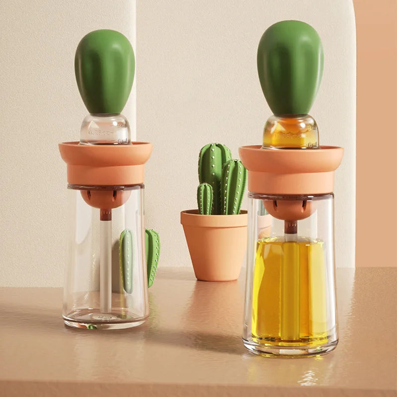Bottiglia di olio da cucina portatile Controllo del pennello in silicone quantitativo con bottiglia spray per barbecue per distributore di olio da forno per cuocere barbecue
