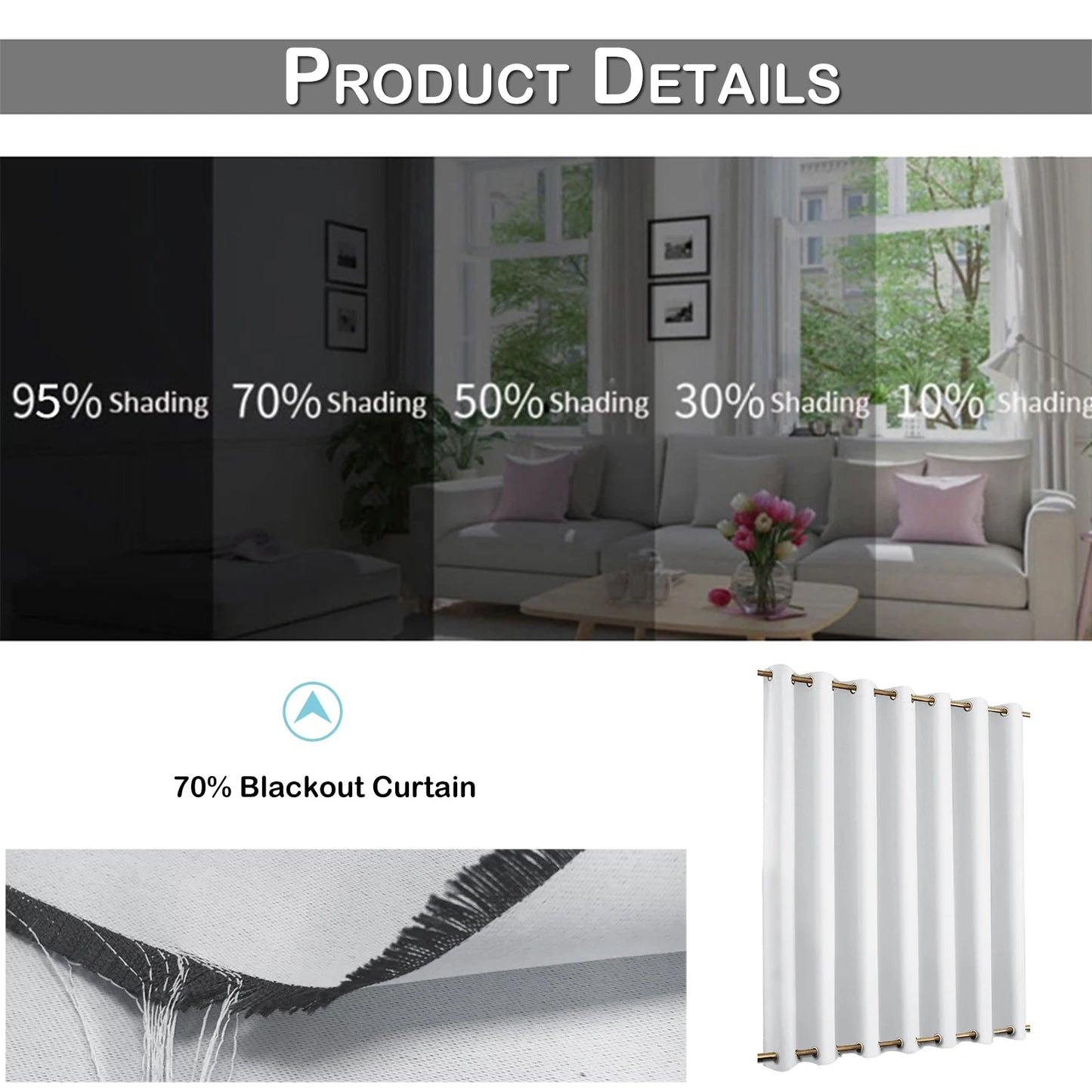 Extra Large Blackout Windproof Outdoor Curtains Eyelets Top and Bottom Grommets Patio Waterproof Garden Thermal Curtains Drapes