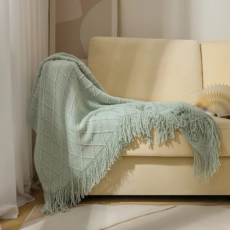 Les couvertures décontractées solides nordiques jettent le canapé de châle en tricot confortable et le couvre-lit de lit de voyage de voyage de voyage de voyage décoratif