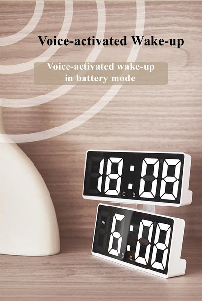 Acrylic/Mirror Digital Alarm Clock Voice Control Snooze Night Mode Table Clock 12/24H Anti-disturb Funtion Electronic LED Clock