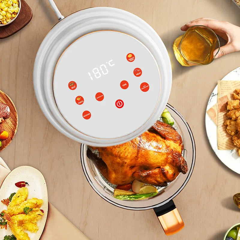 Air Fryer 3L Capacity Visual Oil-free Electric Fryer Multi-functional Automatic Household 360°Baking LED Touchscreen Oil Air Fri