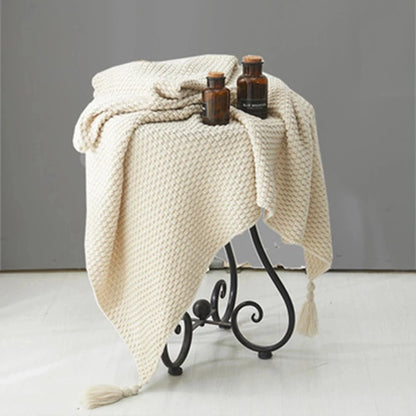 Nordic Wool Blanket Sofa Tassel Knitted Ball Super Warm Cozy Throw Blankets For Office Siesta Air-conditioner Bedspread Bedding