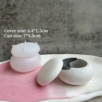 DIY Round Storage Tank Pottery Mold Jar Jewelry Storage Box Plaster Mold Candle Storage Tank Silicone Mold Home Decoration