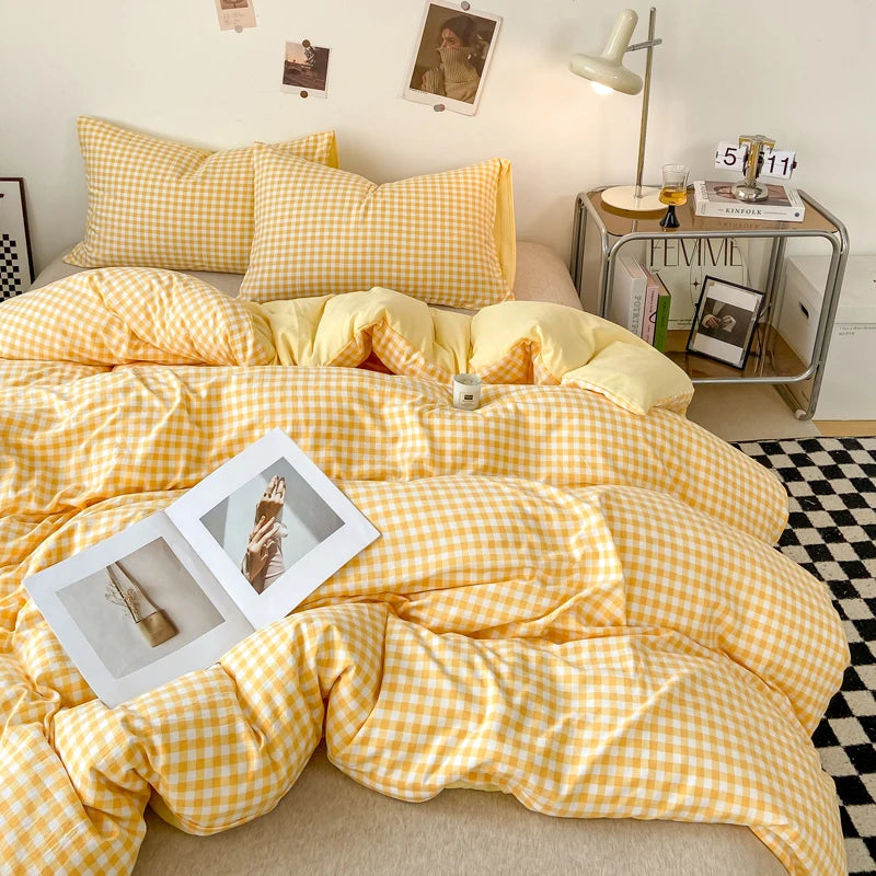 Hudvennlig dynedeksel Plaid Style Dynedeksler dobbeltsengdeksel постелное беле Home Dyforter Covers (No Pillow Acre)