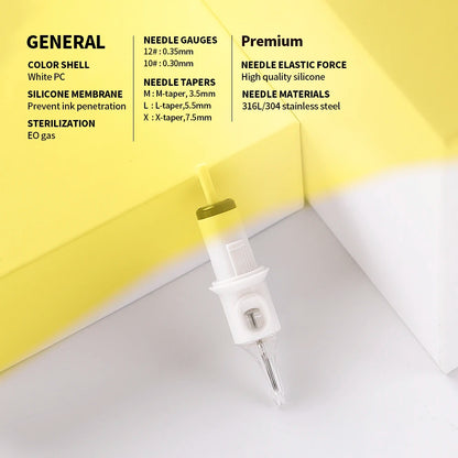 QUELLE 20Pcs Tattoo Cartridges Needle RL/RS/RM/M1 (0.30mm/0.35mm) Disposable Sterile For Tattoo Machine Makeup Body Equipment