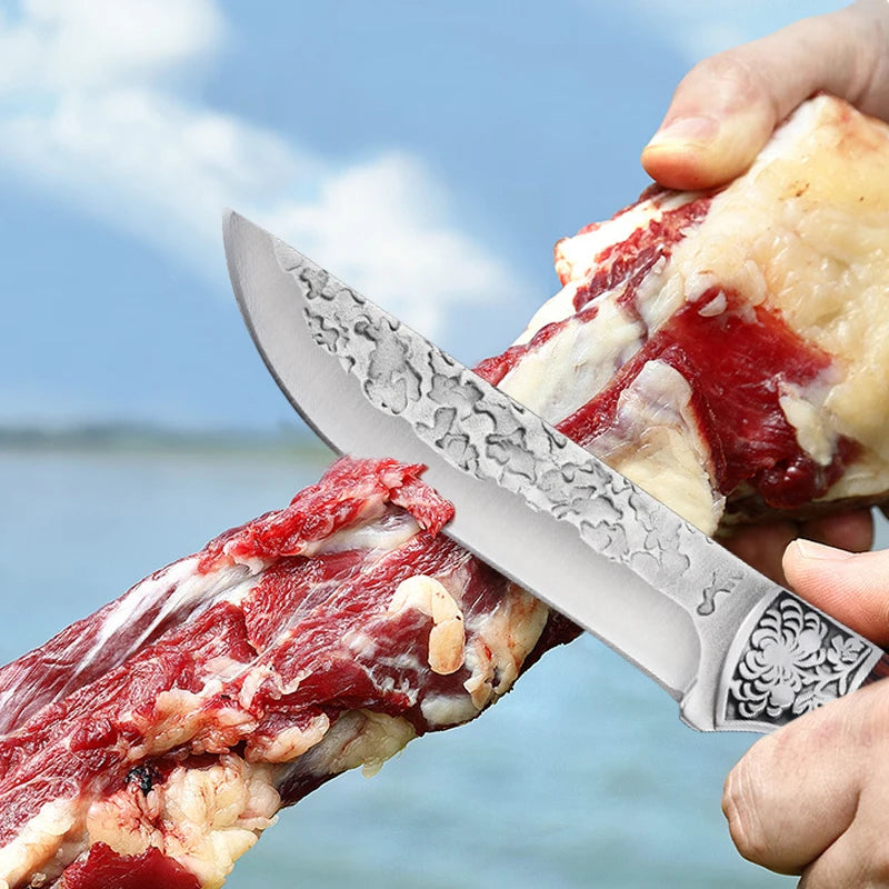 Gesmeed Cleaver Kitchen Chef Mes Roestvrij staal Hand Vlees Vlees Fruit Paring Vissen Draagbare BBQ Butcher Bonning Knife Cover