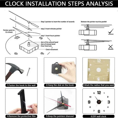 Den Diy modern Design Grouss Mauer Clock Moud, déi dekorativen Zëmmermauermaschool Clocks Clocks Clocks Clocks Cocks Dekordekordekome mat Schlofkummer