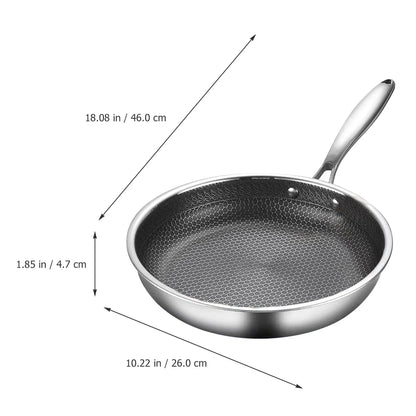 Rustfrit stål wok non stick honningkom dobbeltsidet omrøring pan ikke-stick cookware komfur nonstick stegning til æg