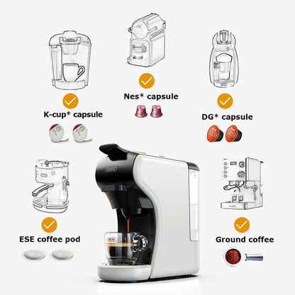 Hibrew 4 в 1 множество капсулни кафемашини Пълен автоматичен с горещо и студено мляко пенообразна машина Frother & Plastic Table Set