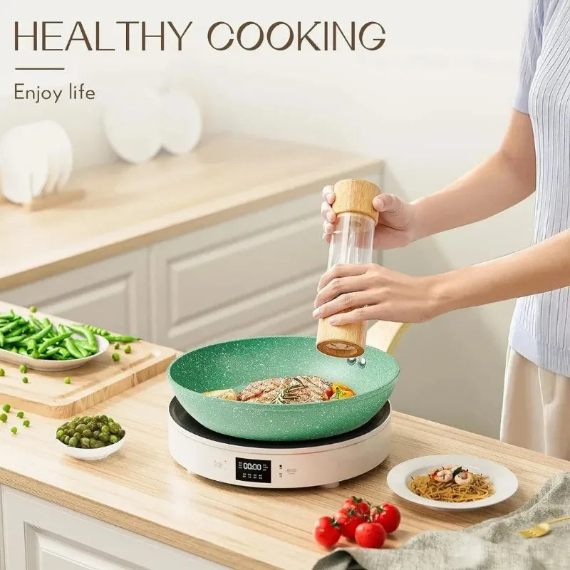 Innerwell Home Kitchen 8 / 9,5 / 11 pouces antiadhésive poêle poêle Pot d'oeuf non toxique en pierre saine compatible tous les poêles