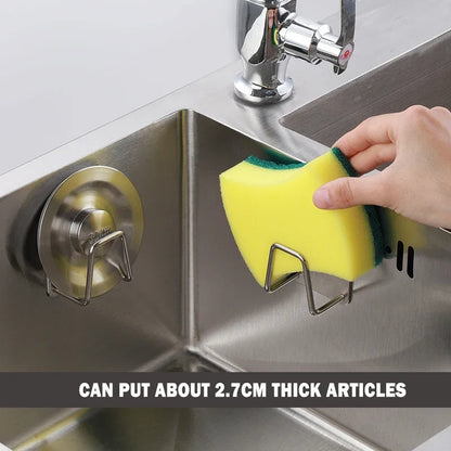 Køkkenarrangør Sponge Holder Soap Drying Rack Selvklæbende synkeafløbsstativer Rustfrit stålvask vægopbevaringsstativ