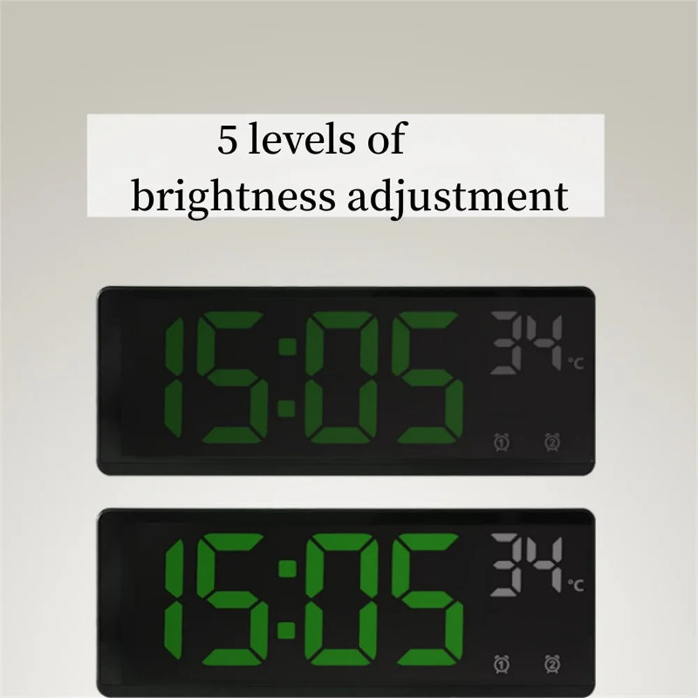 Contrôle vocal ALLOCHE ALLOCE DATÉRATURE numérique Date 2 Alarme USB alimentée toujours sur la snooze Table Clock Night Mode 12 / 24h Corloge LED