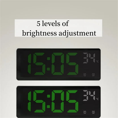 Contrôle vocal ALLOCHE ALLOCE DATÉRATURE numérique Date 2 Alarme USB alimentée toujours sur la snooze Table Clock Night Mode 12 / 24h Corloge LED