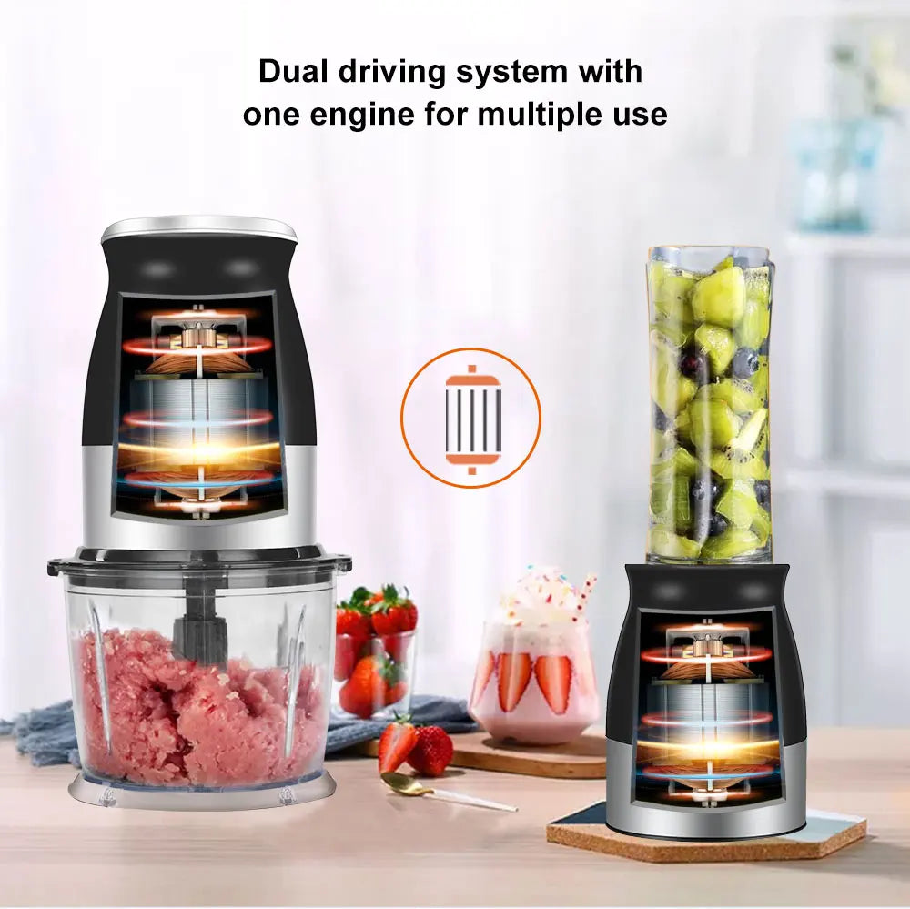 BPA безплатен 500W преносим личен блендер, комбиниран за миксер с купа за чопър за бебешка храна, бутилка със сок от 600 мл, биоломикс