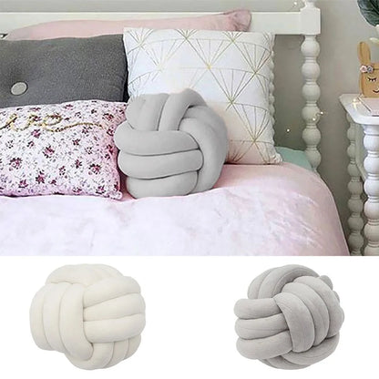 Warm Nordic Style Round Pillow Cushion Velvet Knotted  Cushion Solid Baby Rest Sleep Dolls Stuffed Kid Adult Bedroom Decor