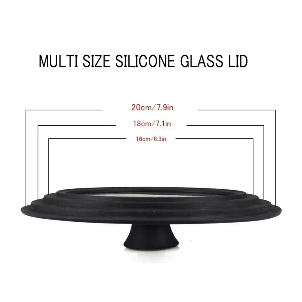 Herdet glasspanne dekker 16-22-28-32cm rund silikonglass lokk visuell gryte lokk til stekepanne kjøkken kokekartilbehør